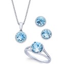 Blue Topaz Rope-Style Pendant Necklace, Stud Earrings and Ring Set (5 ct.)