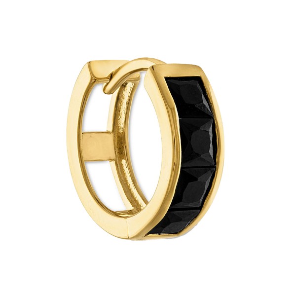 Black Spinel Extra Small Huggie Hoop Earrings in 14k Gold-Plated Sterling Silver