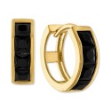 Black Spinel Extra Small Huggie Hoop Earrings in 14k Gold-Plated Sterling Silver