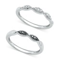 2-Pc Set Black Diamond (1/20 ct.) & White Diamond (1/10 ct.) Stack Rings