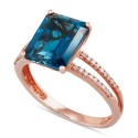 Blue Topaz (4 ct.) & Diamond (1/10 ct.) Ring in 14k Rose Gold