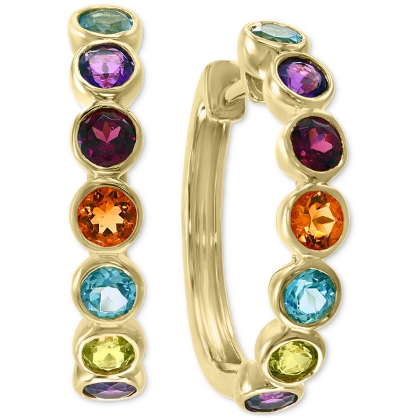 Multi-Gemstone Small Hoop Earrings (1-3/4 ct.) in 14k Gold-Plated Sterling Silver, 0.83