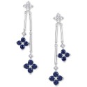 Sapphire (1-1/10 ct.) & Diamond (1/5 ct.) Flower Drop Earrings