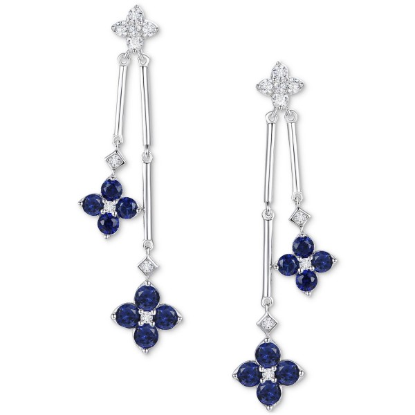 Sapphire (1-1/10 ct.) & Diamond (1/5 ct.) Flower Drop Earrings