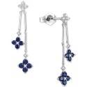 Sapphire (1-1/10 ct.) & Diamond (1/5 ct.) Flower Drop Earrings