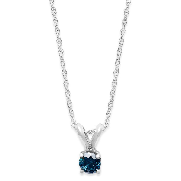 10k White Gold Blue Diamond Necklace and Earring Set (1/4 ct.)