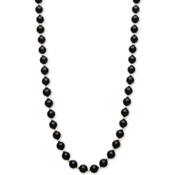 Onyx Bead Necklace (8mm) in 10k Gold