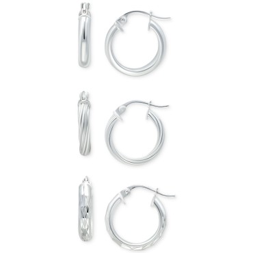 3-Pc. Set Small Hoop Earrings, 0.625 3-Pc. Set Small Hoop...