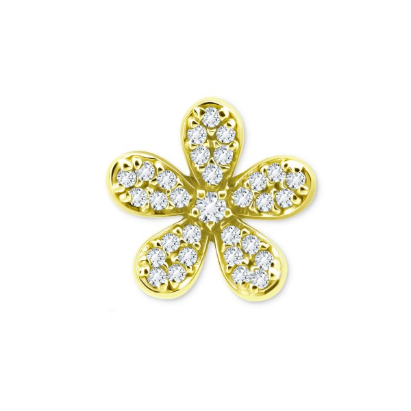 Cubic Zirconia Flower Stud Earrings in 14k Gold-Plated Sterling Silver