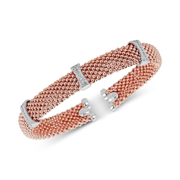 Diamond Mesh-Look Station Bangle Bracelet (1/4 ct.) & 14k Rose Gold-Plated Sterling Silver