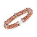 Diamond Mesh-Look Station Bangle Bracelet (1/4 ct.) & 14k Rose Gold-Plated Sterling Silver